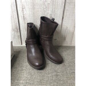 Womens Style & Co Dark Brown State Flat Faux Leather Ankle Boots Size 7.5 M